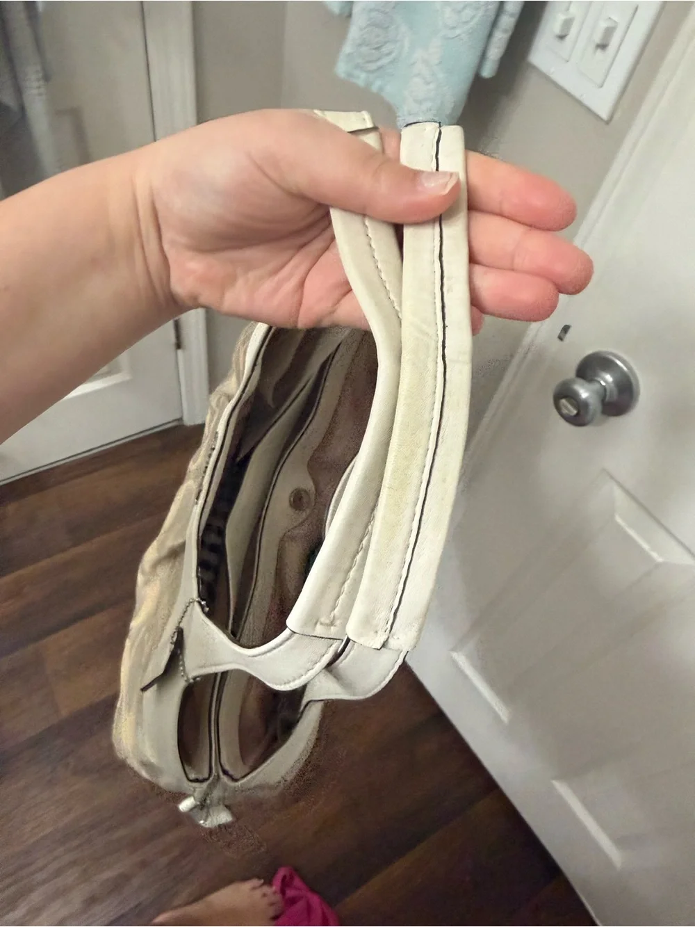 Coach Beige and White Signature Shoulder Bag